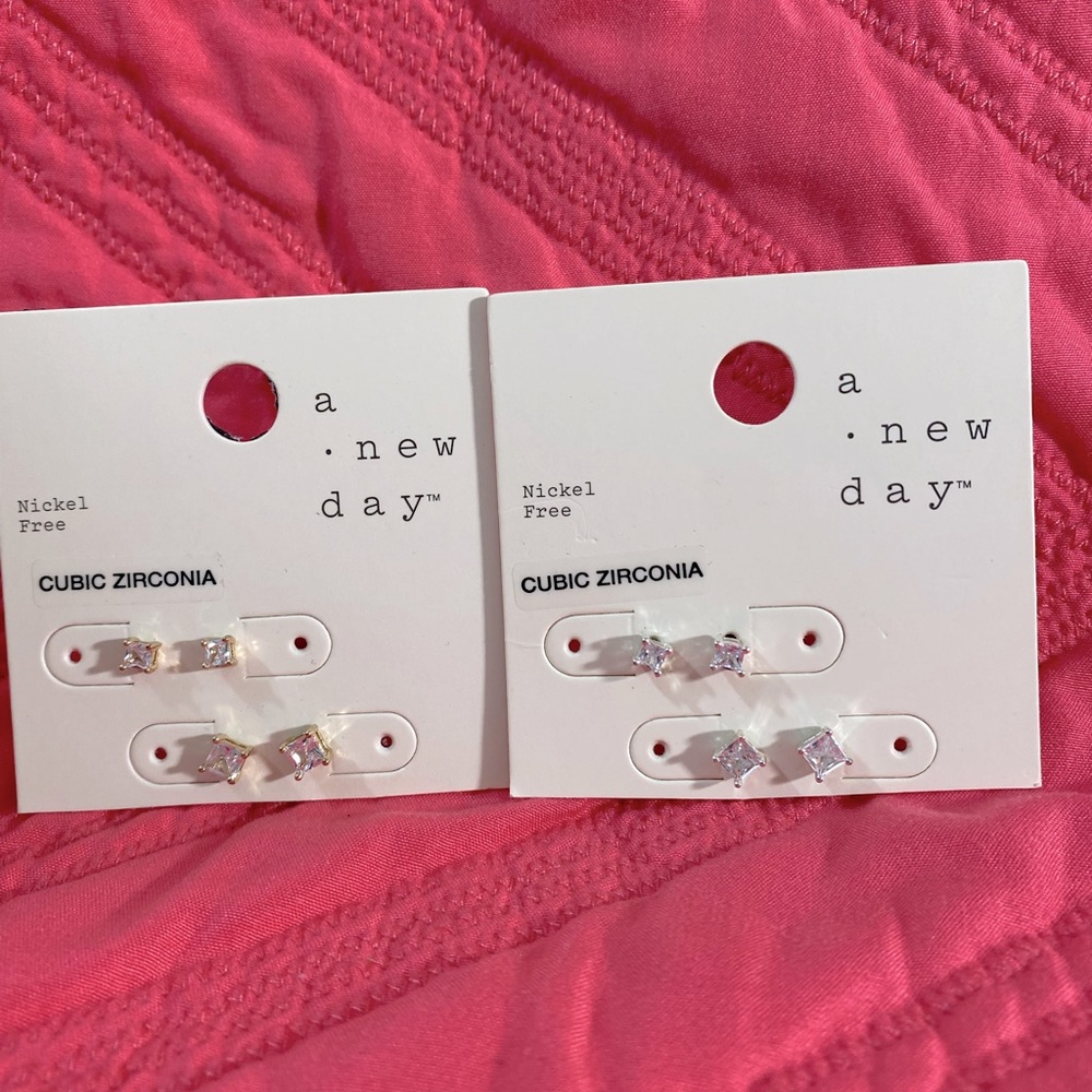 NWT A NEW DAY CUBIC ZIRCONIA SQUARE STUDS
